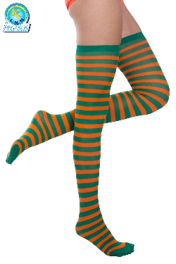 CALZE PARIGINE RIGATE ARANCIO VERDE ADULTE